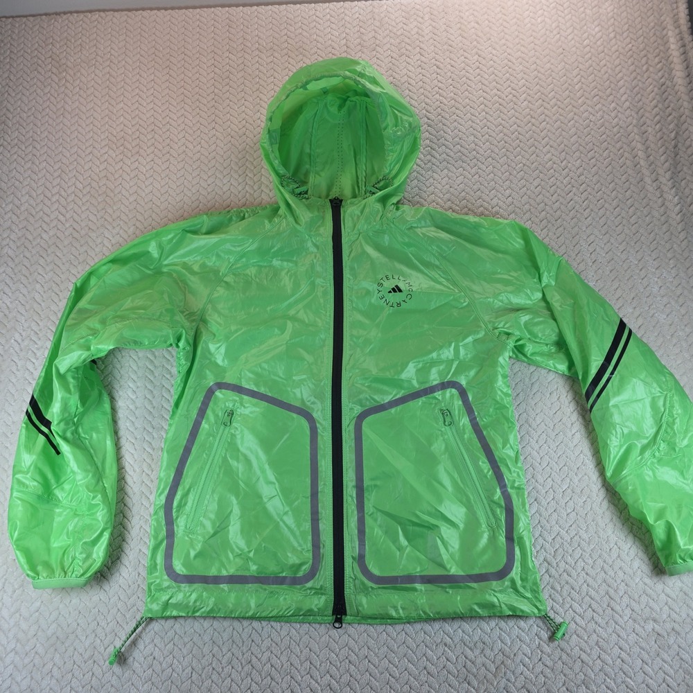 Adidas by Stella McCartney Neon Green Reflective Hooded Windbreaker Medium